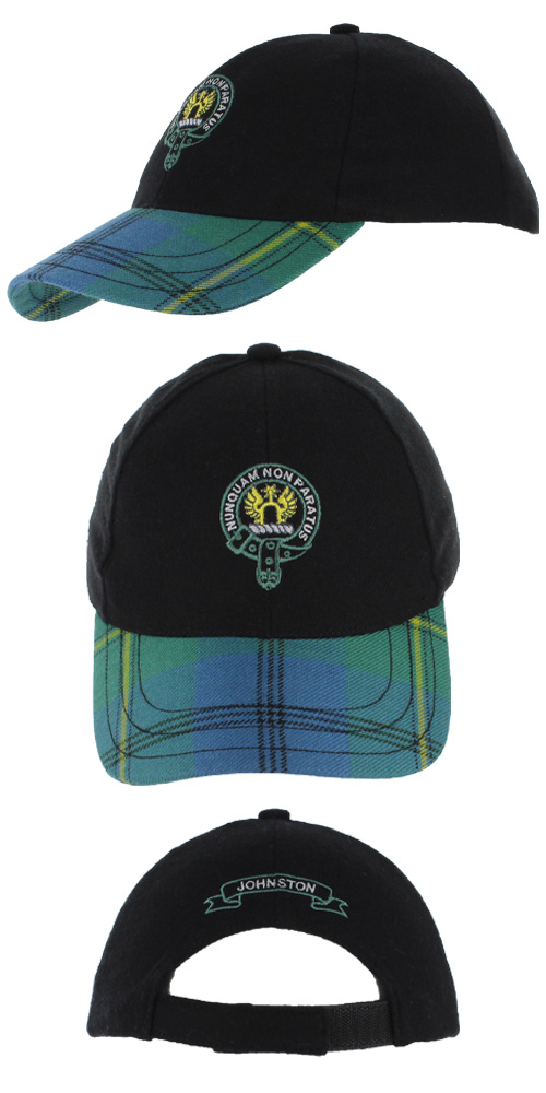 Johnston/e Tartan Peak & Clan Crested Baseball Cap, from Stock.